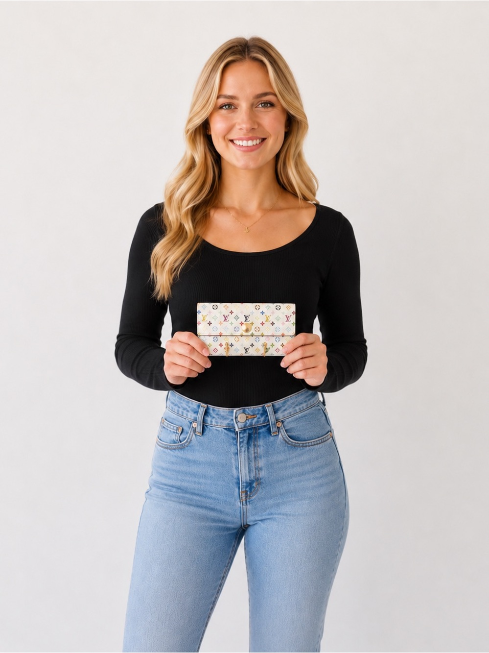 Louis Vuitton X Takashi Murakami Sarah Long Wallet - Monogram Multicolore Orange
